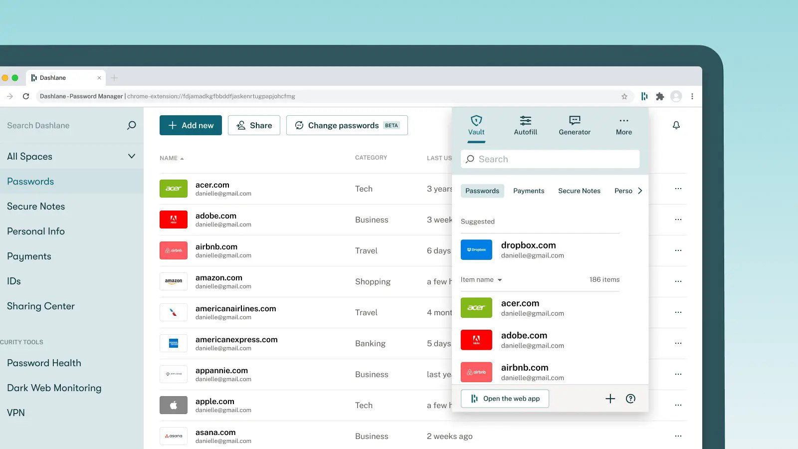 TechDogs-"Dashlane Business: Best Value"-"An Image Showing Dashboard Of Dashlane"