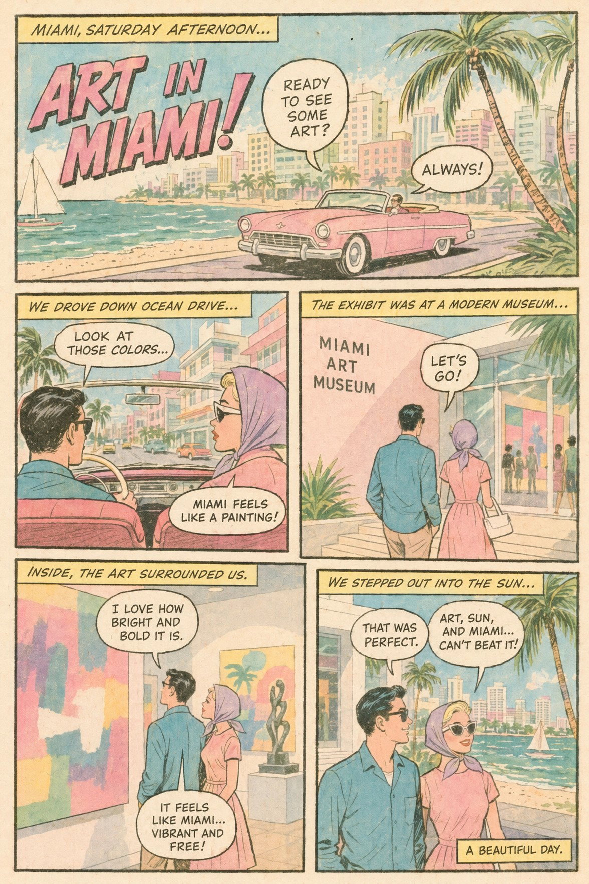TechDogs-"OpenAI’s Examples"-"AI Generated Image Using ChatGPT Images 2.0 - A Midcentury Pastel Comic Page"