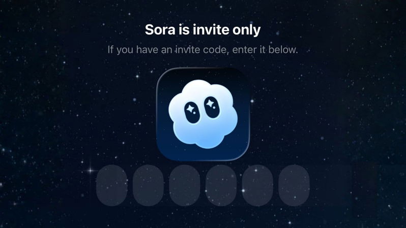 TechDogs-"Availability Of Sora 2 And Where To Try It"-"Sora Invite Only Access Screen With Cloud Logo And Code Entry"
