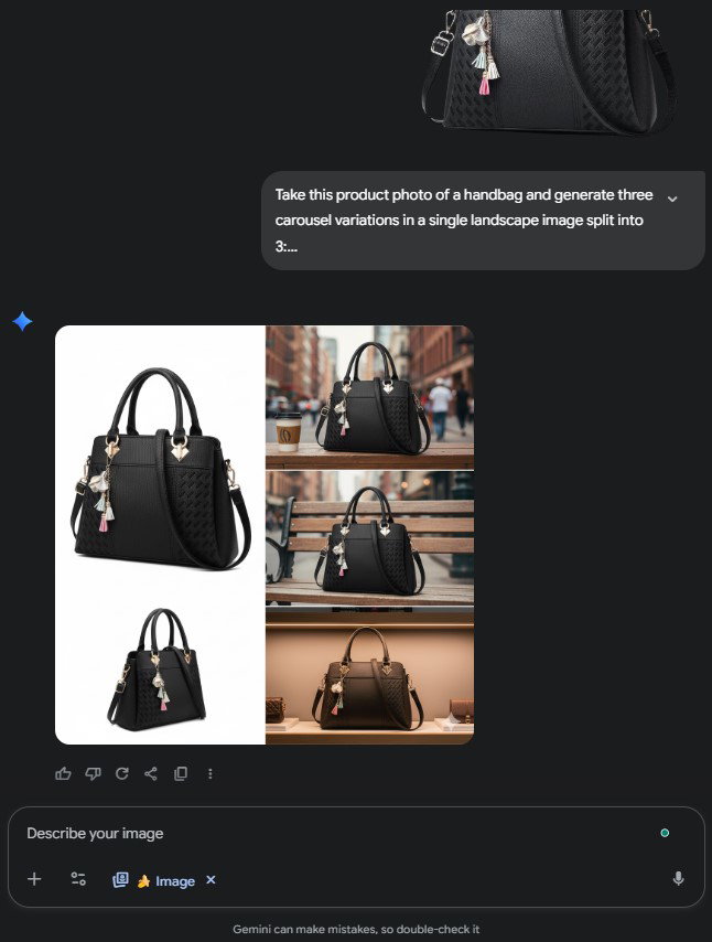 TechDogs-"Product Carousels For Online Stores"-"Black Handbag Shown In Three Different Styled Background Variations"