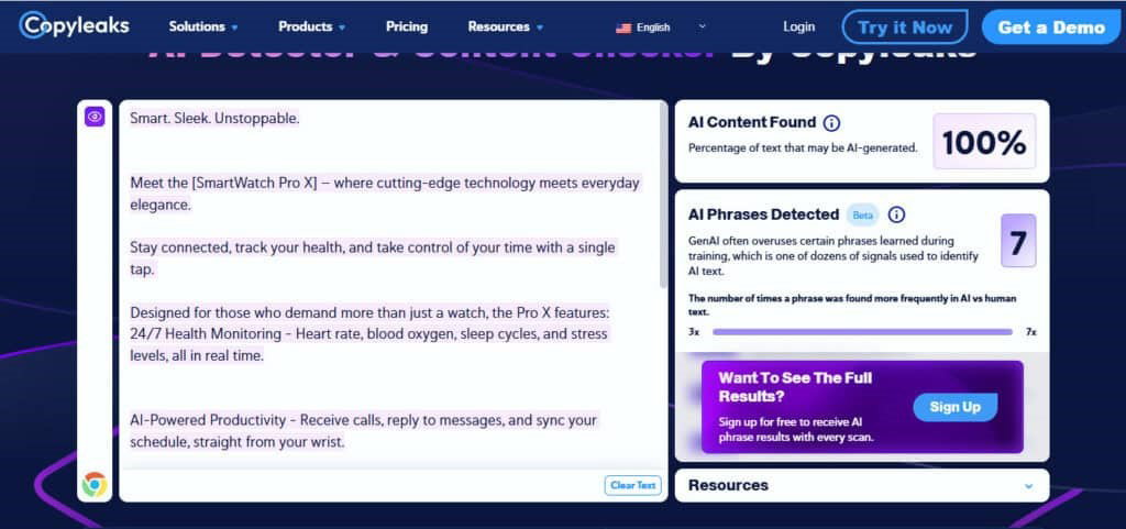 TechDogs-"Tool 7: Copyleaks"-"An Image Showing Copyleaks AI Detector Dashboard"