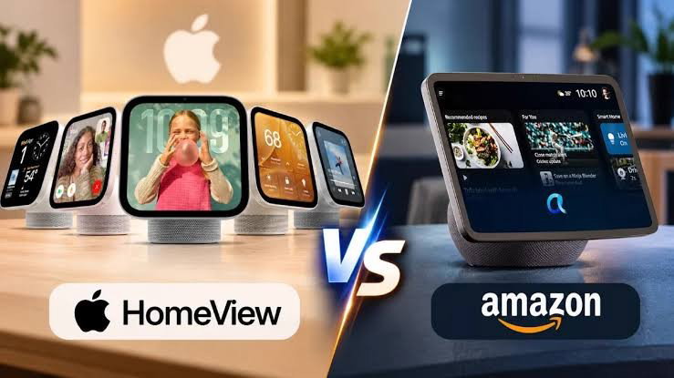 TechDogs-"Apple Smart Display Vs. Amazon Echo Show: Which Is Better?"-"An Image Showing Comparison Between Apple HomeView And Amazon Echo Show"