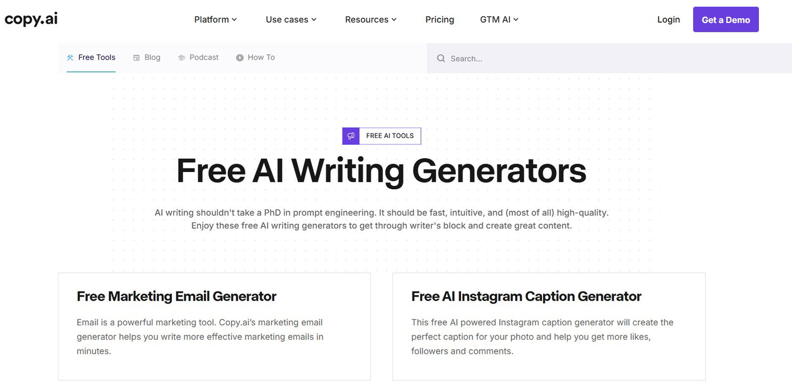 TechDogs-"Copy.ai"-"An Image Showing WebPage Of Copy.ai"