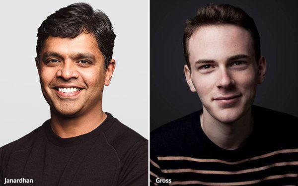 TechDogs-"Two people side by side: Santosh Janardhan on the left, smiling in a black shirt, and Daniel Gross on the right, wearing a dark striped sweater." TechDogs-"Two people side by side: Santosh Janardhan on the left, smiling in a black shirt, and Daniel Gross on the right, wearing a dark striped sweater."