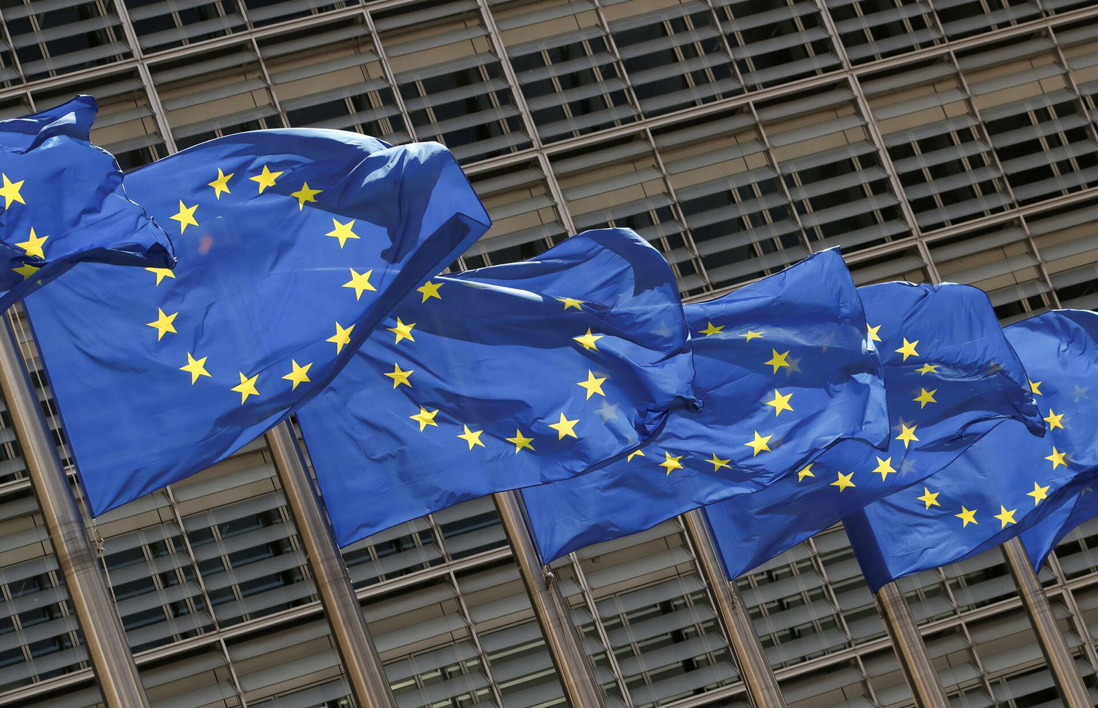 TechDogs-"An Image Of EU Flags In Front Of Its Building"