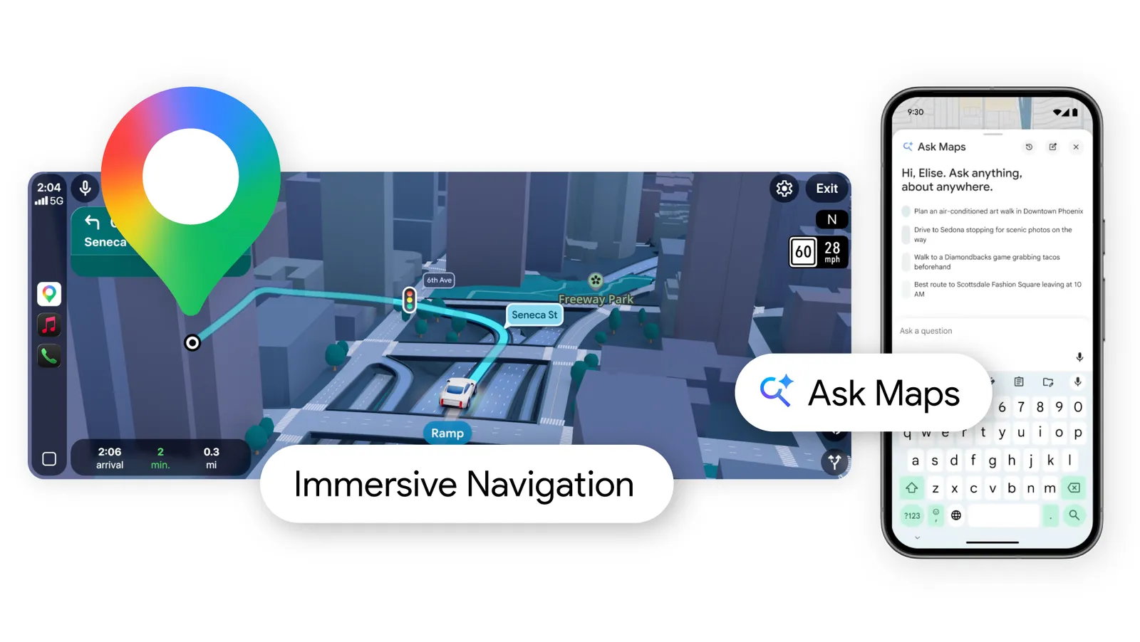 TechDogs-"An Image Depicting Google Maps' New Features: Ask Maps And Immersive Experiences"