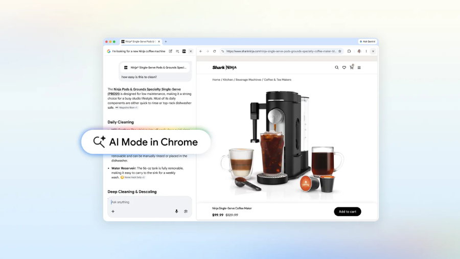 TechDogs - "An Image Showing AI Mode In Google Chrome!"