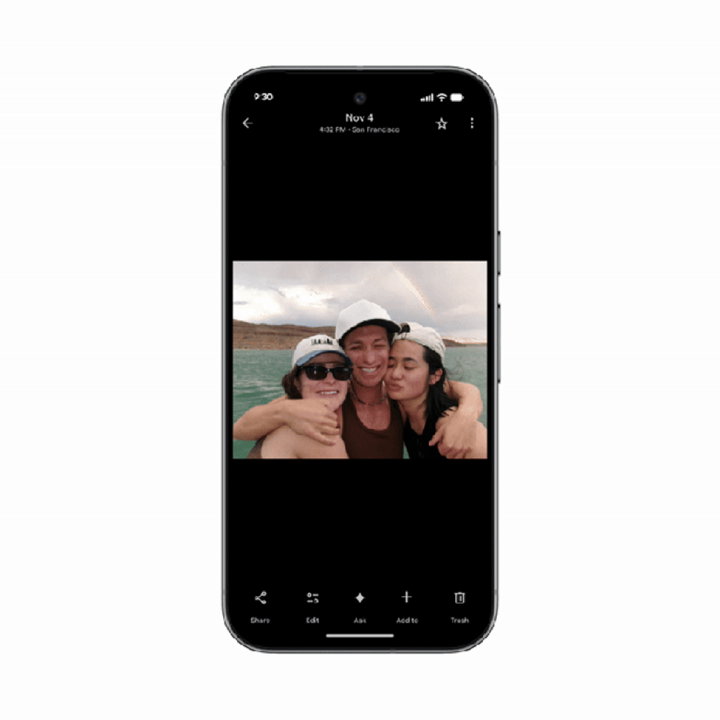 TechDogs - "Google Photos AI Editing Feature Showing Help Me Edit Option On Smartphone Screen"