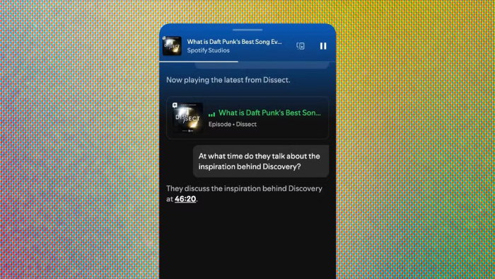 TechDogs - "An Image Showing Real-Time AI Podcast Questions Feature By Spotify"