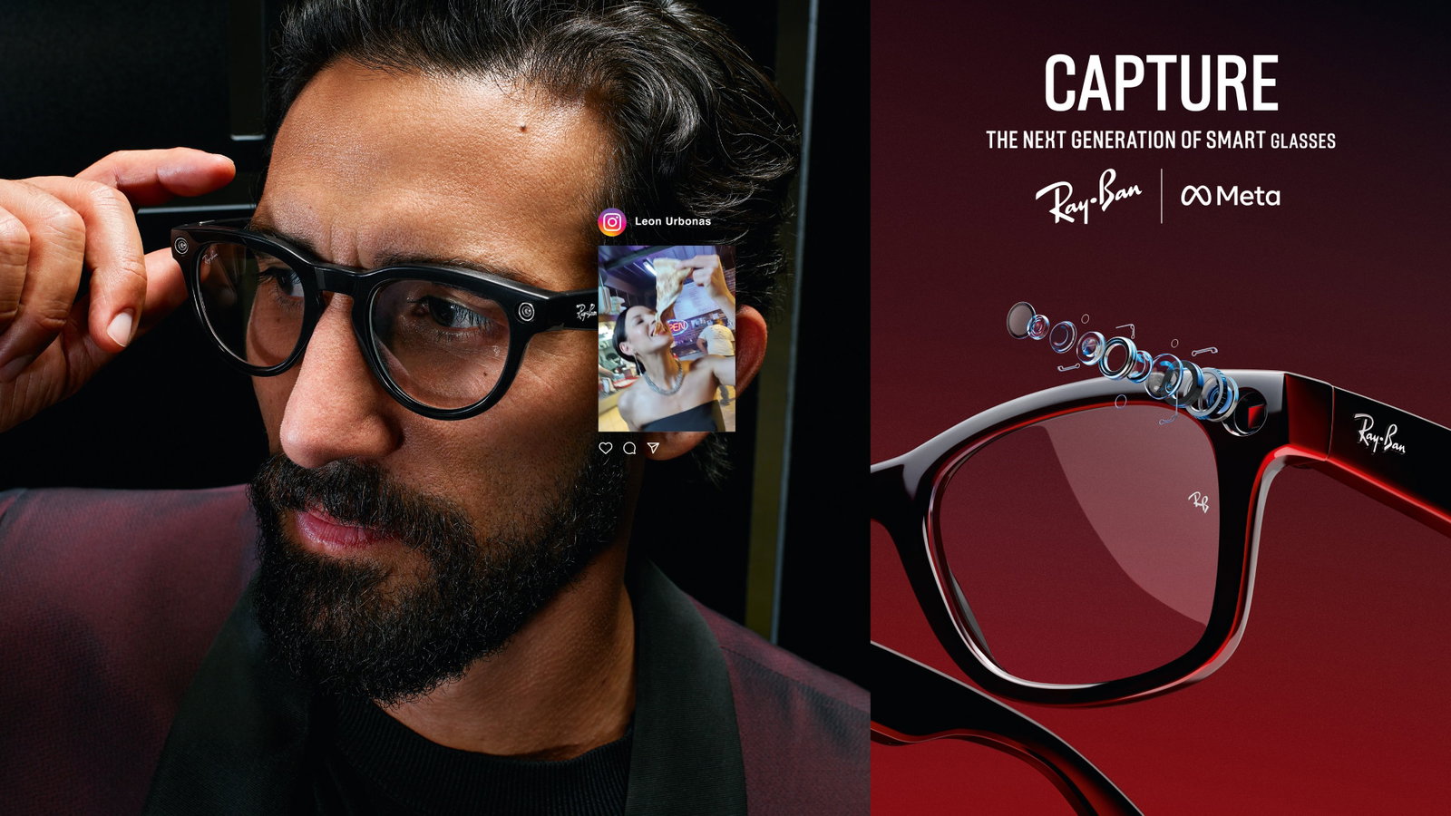 TechDogs-"An Image Of Ray-Ban Meta Smart Glasses Showing Off Its Image And Video Capture Capabilities"