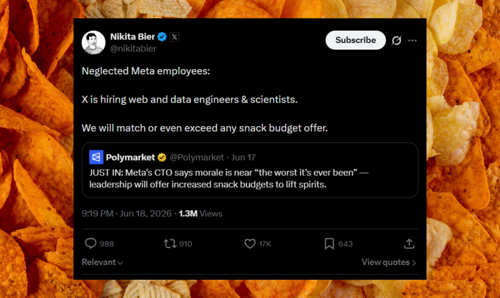 TechDogs-"An Image Of X's Nikita Bier's Post On X"