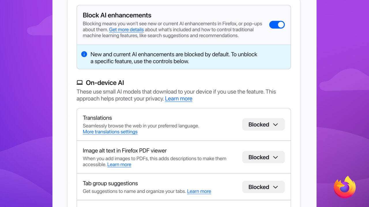 TechDogs-"An Image Of Mozilla Firefox's AI Controls Overview"