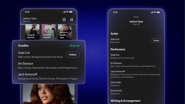TechDogs - "Spotify App Showing Expanded Song Credits And Artist Details For Jealous Type Track"