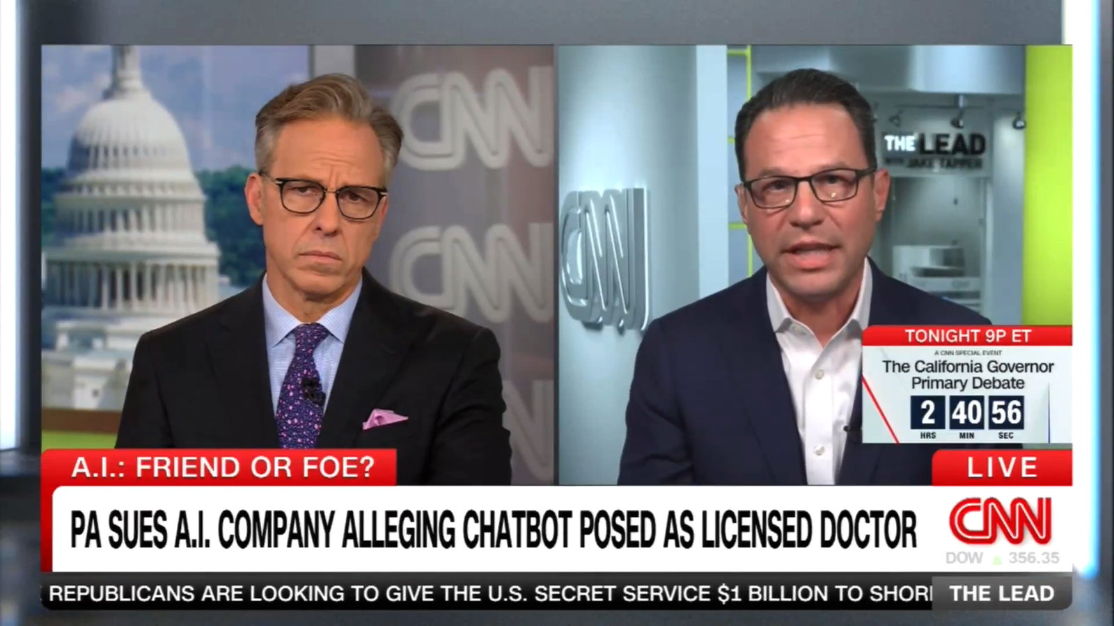 TechDogs-"An Image Of Pennsylvania Governor Josh Shapiro During His CNN Interview"