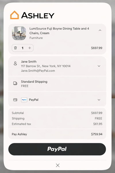 TechDogs - "An Image Showing The Purchase Of Ashley Furniture via PayPal" TechDogs - "An Image Showing The Purchase Of Ashley Furniture via PayPal"