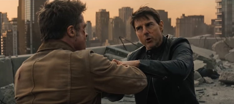 TechDogs - "An Image Showing AI-generated Fight Scene Of Tom Cruise Vs. Brad Pitt Using Seedance 2.0"