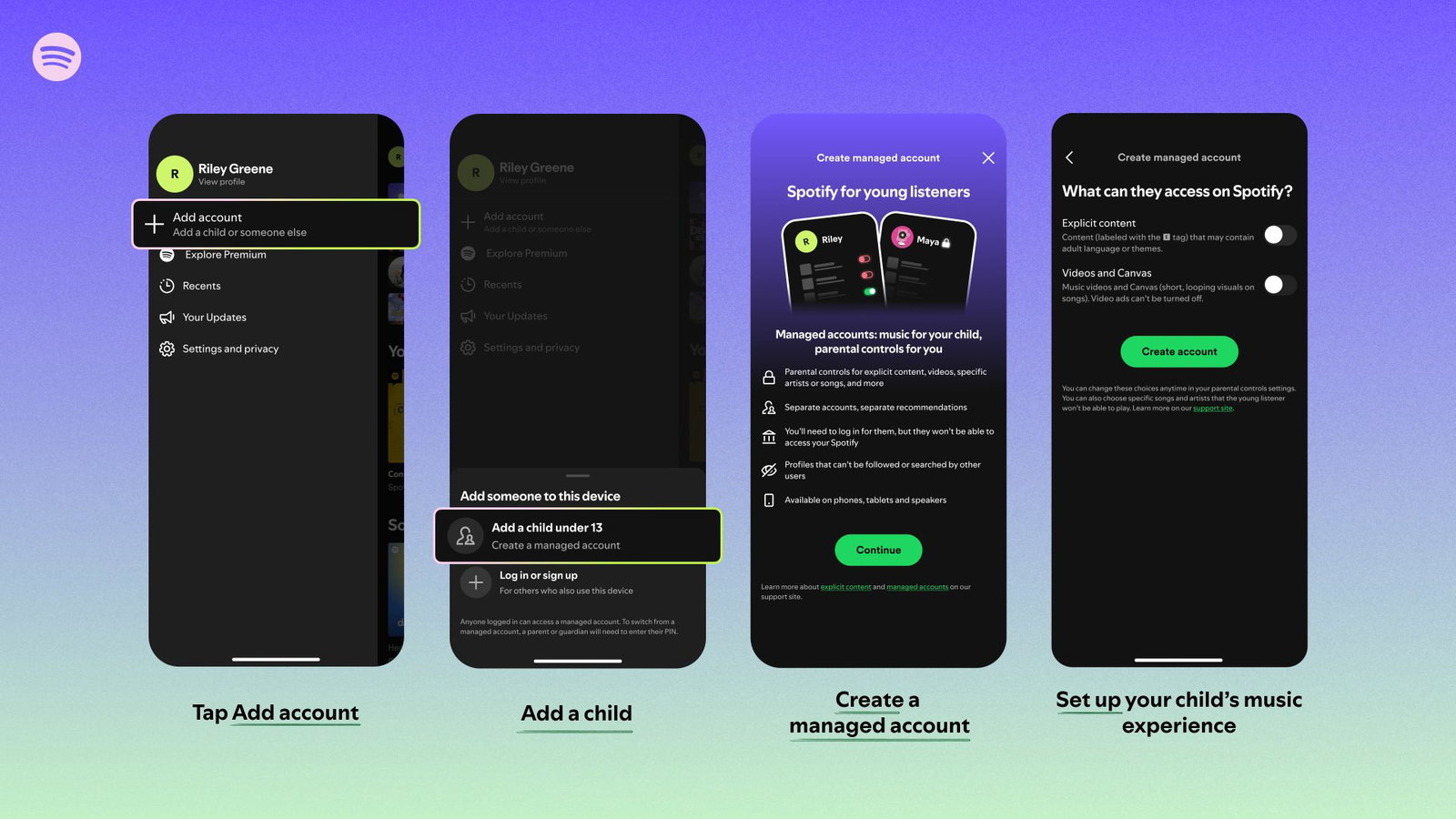 TechDogs-"An Image Depicting Spotify's New Managed Accounts For Young Listeners"