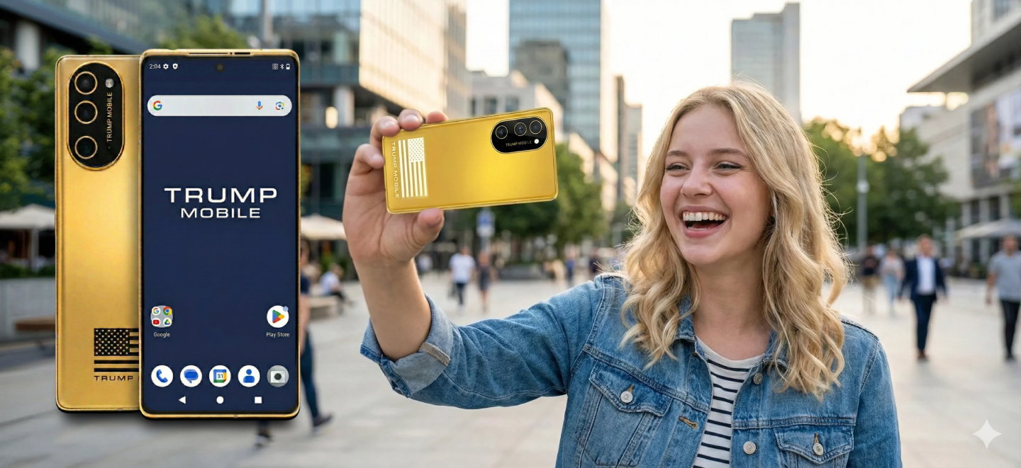 TechDogs-"An Image Of A Person Using A Trump Mobile Gold T1 Smartphone"
